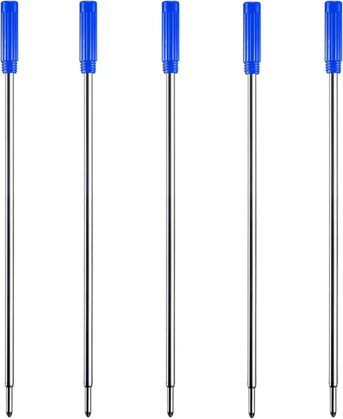 DunBong Blue Ink Refill Pack of 5, Replaceable Ballpoint Pen Refills, Medium Point Metal Refill