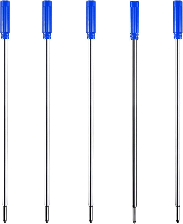 DunBong Blue Ink Refill Pack of 5, Replaceable Ballpoint Pen Refills, Medium Point Metal Refill
