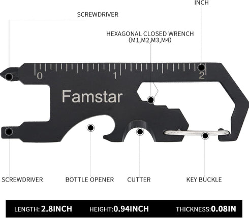 Keychain Multi-tool 3 Pack, Metal Pocket Tool for Men, Portable Rust-Free Multi-Function Wrench, 19 in 1