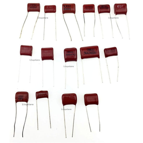 Polypropylene Capacitor Kit, 180Pcs 400V and 630V Assorted Film Capacitors, Range 10nF ~ 68nF