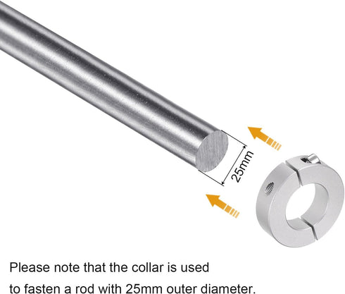 2pcs Double Split Shaft Collar for 25mm Shaft, Set Screw Clamp-On Collars for Machine Tools