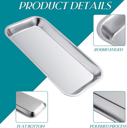 12 8.9 4.6 0.8 Inch Pieces Stainless Steel Surgical Trays, x x Small Metal Tray, Medical Surgical Tray for Lab