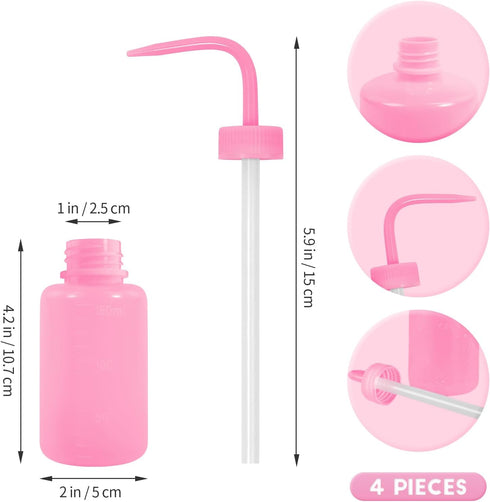 4 Packs 150ml) Tattoo Wash Bottle Water Squirt Squeeze Diffuser Bottles (Pink