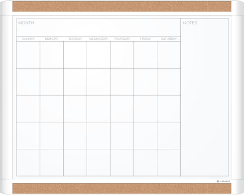 U Brands PinIt Combination Dry Erase Board, 16” x 20” with White Frame, Includes Marker and Magnet for Office Supplies