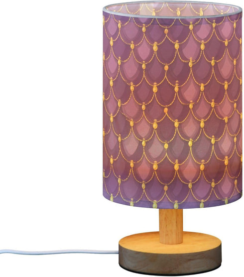 ALAZA Bedside Table Lamp for Bedroom Purple Mermaid Scales Nightstand LED Light Lamps with USB Port Linen Fabric Shade