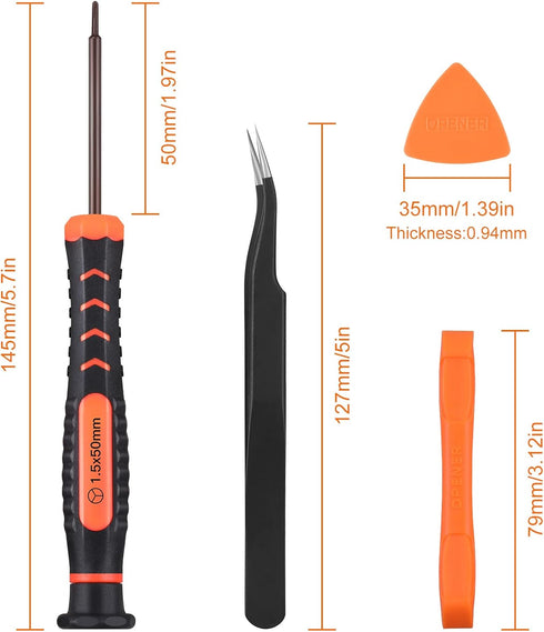 Screwdriver Kit for Switch, 6Pcs Repair Set with Triwing, Phillips, Tweezers, Crowbar, Triangle Pry