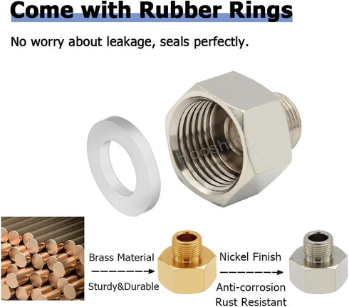 Hooshing 2PCS Faucet Hose Adapter, 1/2 Female to 3/8 Male Reducer Compression Brass Pipe Fitting with Washers