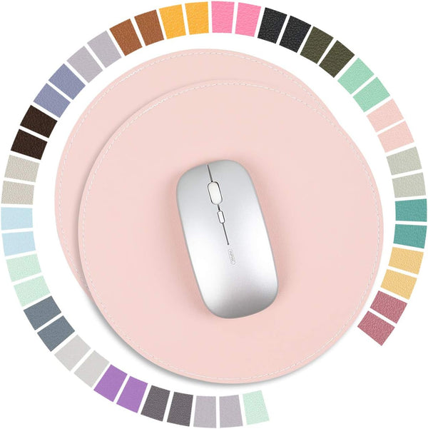 YSAGi 2 Pack Ultra Thin Waterproof PU Leather Mouse Pad, Stitched Edges, Office/Home, Pink