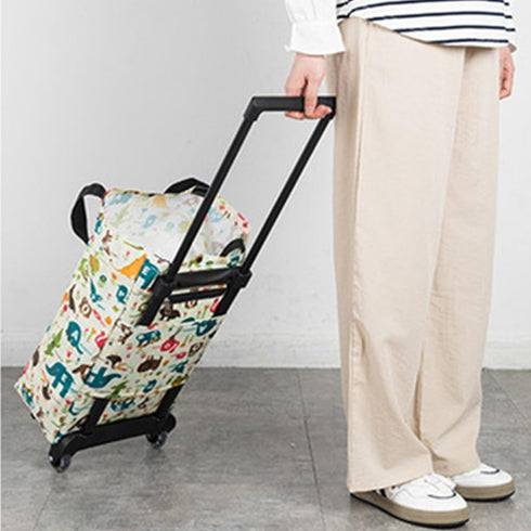 Vdaxvme Sturdy Portable Grocery Cart Bag Spacious Waterproof Shopping Bag with Wheels For Household And Outdoor Use