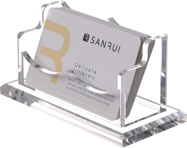 SANRUI Clear Horizontal Business Card Holder Stand, Acrylic Display Rack for Desk, 1 Tier, 60 Card Capacity