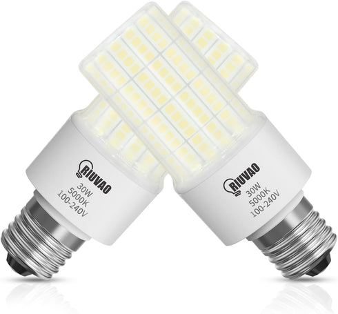 LED Light Bulb, 250W Equivalent, 30W 3750 Lumen, 5000K Cool Daylight White, E26/E27 Medium Base, Pack of 2