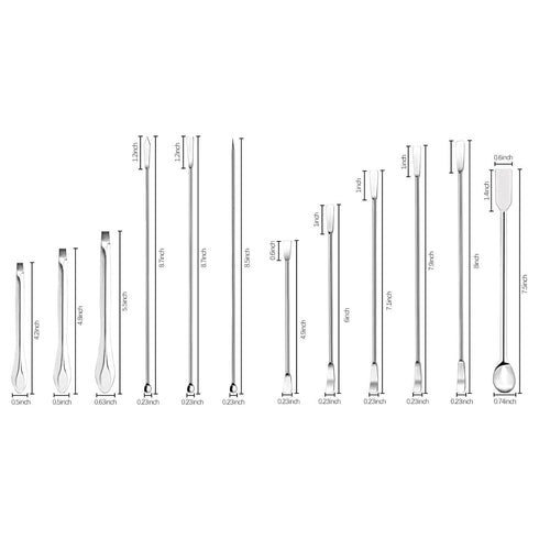 Laboratory Spatula, Double Ended Reagent Spoon, 12Pcs Stainless Steel for Easy Scooping