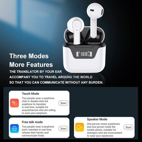 J101 Bluetooth Language Translator Earbuds, Real-Time Translation for 144 Languages, Noise Reduction Device for Instant