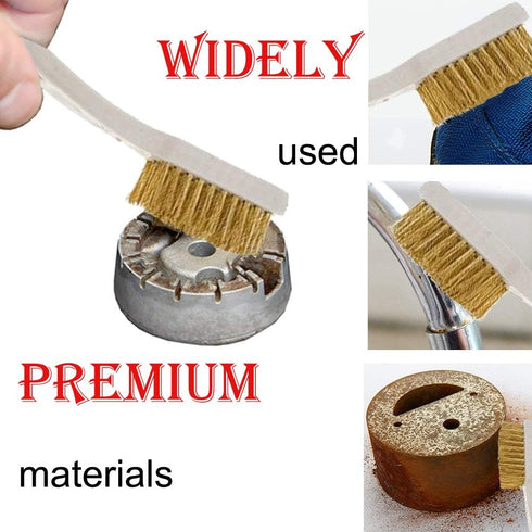 YXQ 6.9" Small Brush, Brass Bristles with White Plastic Handle, 10 Pieces Pack