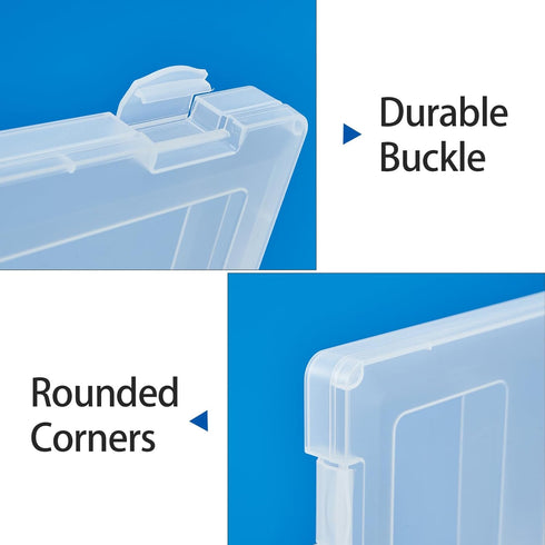 Mickiewicz 4 Pack A4 Paper Storage Box, 8.5 x 11 Plastic Portable Project Case for Scrapbook, Office, Craft Supplies