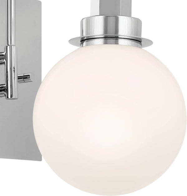 11.5 Inch 1 11.5x9x5.75 Kichler Hex Light Wall Sconce with Opal Glass in Chrome