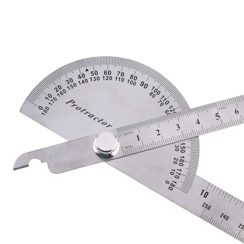 Angle Protractor Angle Finder Ruler, 0-180 Degrees Stainless Steel Adjustable Screw Woodworking Measure Tool