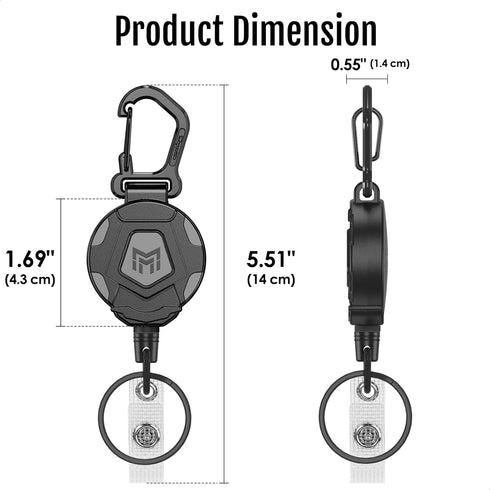 MNGARISTA Retractable Keychain - Heavy Duty Carabiner Badge Holder with 31.5” Steel Retractable Cord