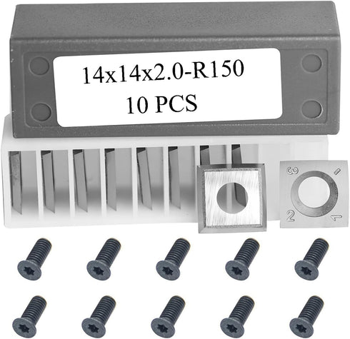Square 14mm Carbide Inserts Cutters Knives Replacement, 14x14x2mm with Screws for Grizzly T21348