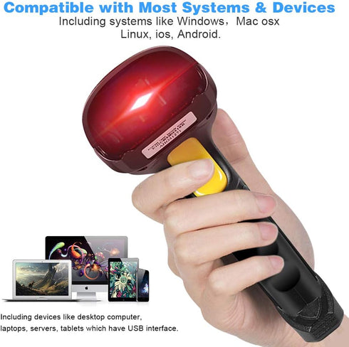 Barcode Scanner Wireless, Basecent USB Quick Laser Reader, Handheld Barcode Scanner for Library, Warehouse, Store