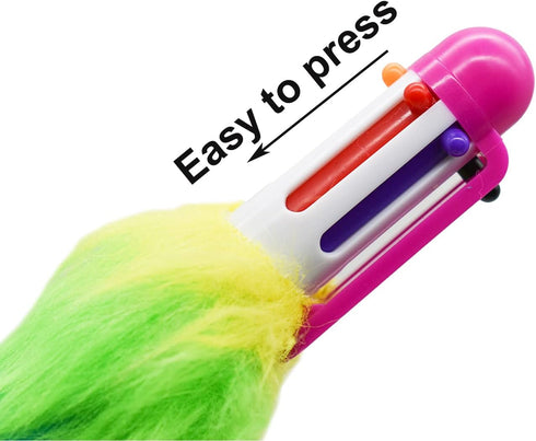 Maydahui 20PCS 6-in-1 Multicolor Fluffy Retractable Ballpoint Pens 6 Colors 0.5mm for Student Teacher Office Supplies