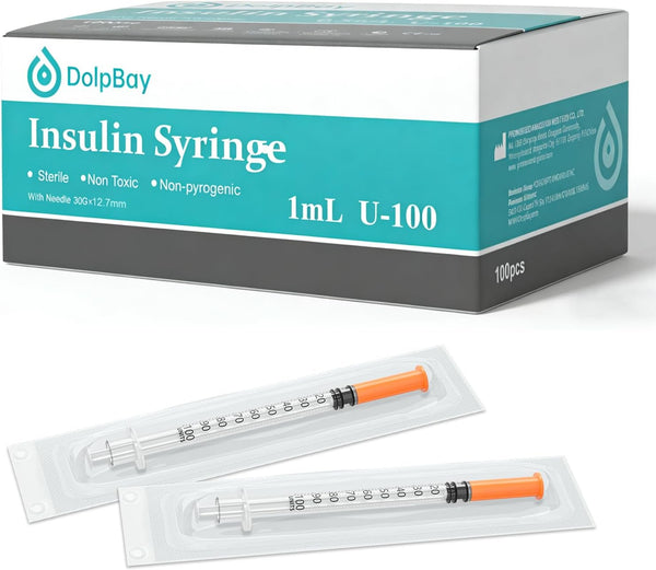 Insulin Syring, 1cc 30G 1/2" (12.7mm) seringe insulina, Individually Packed, Smooth &