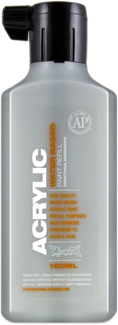Montana Acrylic Marker Ink Refills, 180ml Bottle, Metallic Outline Silver (045469)