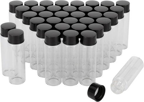 JIUWU 15ml Clear Glass Sample Vials, 42pcs Liquid Transparent Bottles with Lab Screwcap Capacity Travel Container