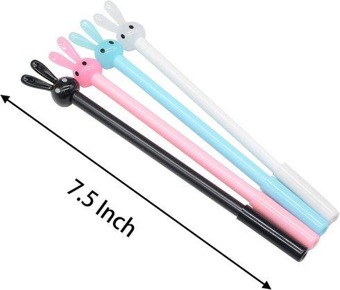 Yansanido 12 Pcs Fluent Writing Pen - 0.5 mm Black Ink Rabbit Ear Shape Rolling Ball Gel Ink Pen