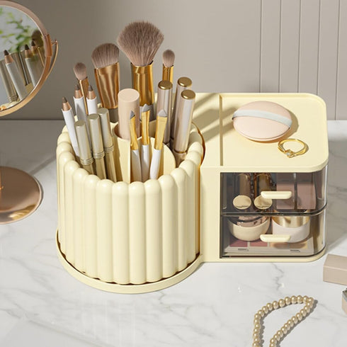 Rotating Pen Holder - Convenient Makeup Brush Organizer and Desktop Pen Supply Holder for Office