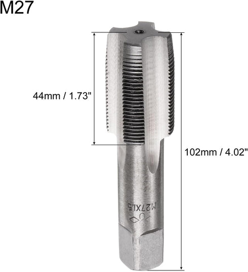 uxcell Metric Hand Tap M27 Thread 1.5 Pitch 4 Straight Flutes H2 Alloy Tool Steel Bottom & Taper Screw Tap Set Tapping Tools for Repairing 1 Pair
