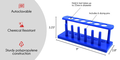 EISCO Test Tube Stand, Polypropylene, 25mm dia. Holes for 6 tubes