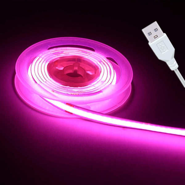 Short Led Strip Lights Pink 5V USB LED Lighting COB LED Strip