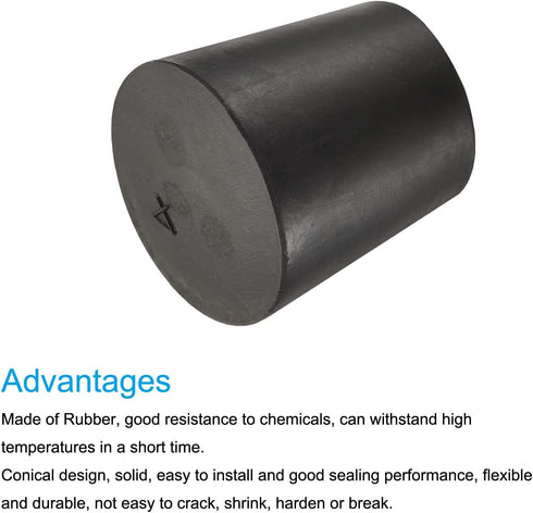 MECCANIXITY Rubber Tapered Plug, 20mm to 26mm Solid Test Tubes Bungs Stopper, Black for Lab Home, 10 Pieces