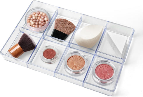 carrotez Desk Drawer Organizer Tray, 8 Grid, Stackable Clear Plastic Storage Organizer for Office Supplies, Makeup, Stationary, Accessory by carrotez