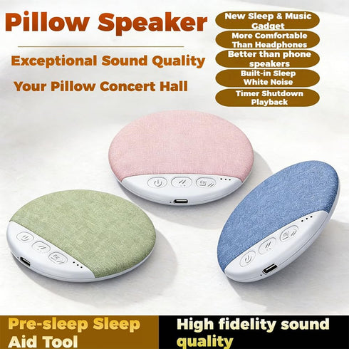 5.4 Bluetooth Pillow Speaker for Sleeping, Under Pillow Speaker Bluetooth with White Noise, Ultra Slim Blue-Tooth