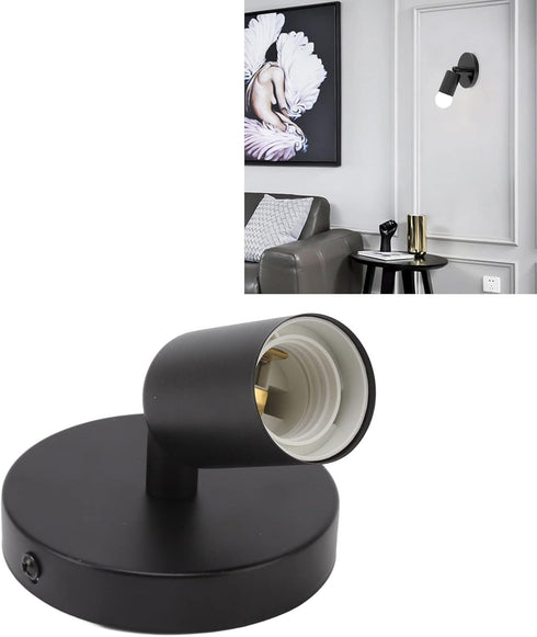 Locadence E26 E27 180 Wall Lamp Holder, Degree Modern Adjustable Wall Lamp Base, Iron Lamp Holder for Bedroom, Bedside