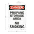 SmartSign U9-2344-NA_10x14 "Danger - Propane Storage Area, No Smoking" Sign | 10" x 14" Aluminum Black/Red on White