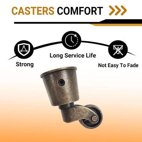 4PCS 2.6 1.5 Inch Cups Swivel Wheel Caster x Vintage Swivel Round Cup Caster for Furniture, Piano Stands, Tables