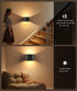 Ainostone Dimmable 2 Pack Motion Sensor Rechargeable Wall Lights Wireless Wall Sconces with Remote Control Up and Down