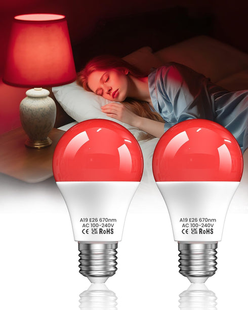 Lustaled 7W 670nm Red Light Bulb for Sleep, 100% Blue Light Blocking