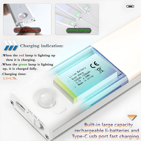 9.8inch 3 dimming 38pcs 3.0M (1200mAh) LED Intelligent motion senses Cabinet lamp of length Colors adjusts