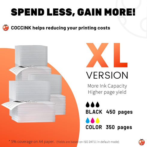 COCCINK PG-275 CL-276 XL Ink Cartridge for Canon Pixma Printers, Combo Pack (1 Black 1 Color)