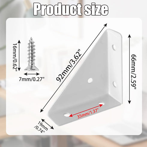 Jiozermi 4Pcs 66mm 66mm x Corner Brace Brackets, Angle Corner Brackets Black Angle Bracket Triangle Shelf Bracket