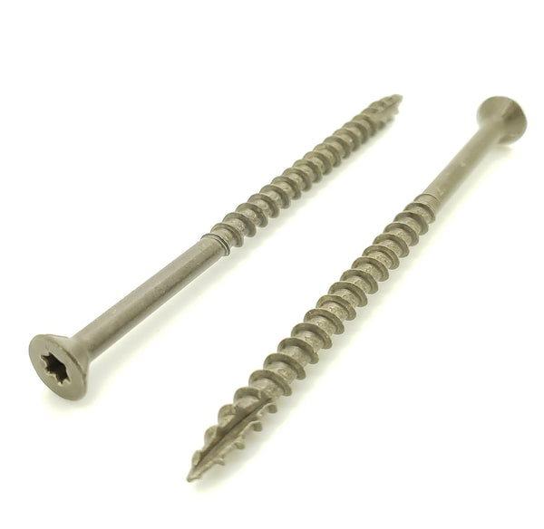 100 Qty #10 x 3-1/2" Inch Dark Tan Fence & Deck Screws | Torx Star Drive | Bit Included (BCP930)