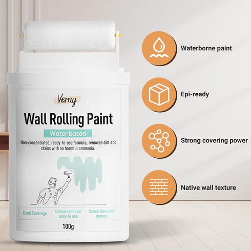VERNY Portable Wall Paint Tool, Small Roller Brush Repair Kit for Effortless Cleaning, Water-Based, Low VOC, Non-Toxic