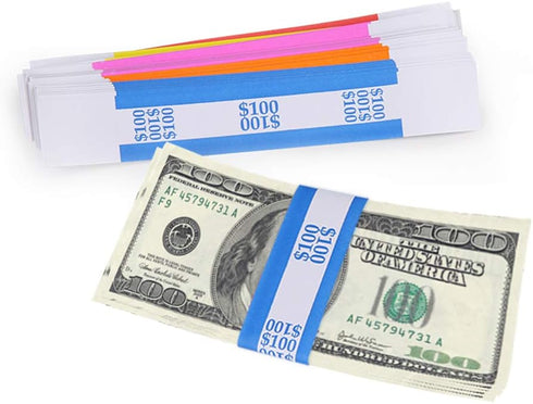 L LIKED Pack of 400 Money Band Bundles, Self Sealing Currency Straps for Bill Wrappers (50 of Each)