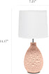 LT1193-PNK 14.17" Simple Designs Refined and Textured Oval Stucco Ceramic Table Lamp, for Living Room, Bedroom, Office