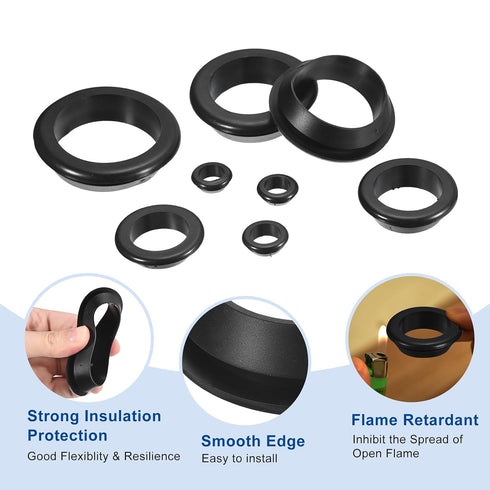 70 Grommets, 5mm 7mm uxcell Pcs Rubber ID Drill Hole Double Sided Hollow Firewall Hole Plugs Round Electrical Wiring