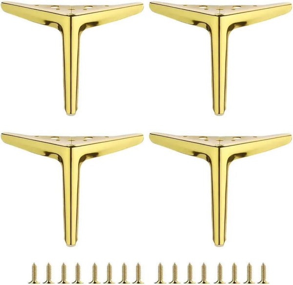 generic 4PCS 4-inch Golden Furniture Legs Modern Metal Cabinet Feet with Polished Finish